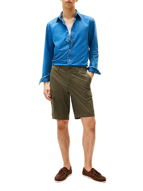 Short cargo uomo verde militare in cotone Tommy Hilfiger | MW0MW23573RBN